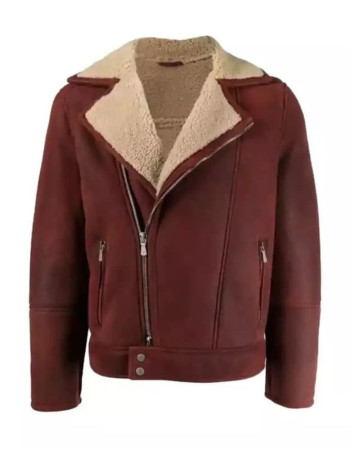 Men’s Aviator Shearling Burgundy Leather Jacket