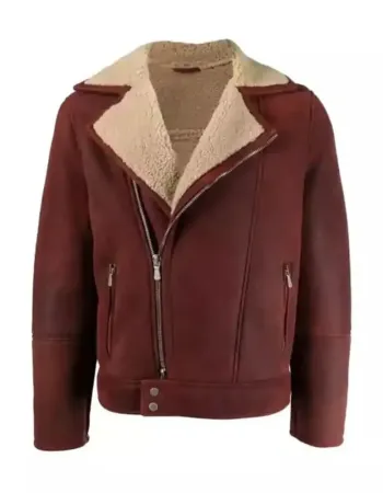 Men’s Aviator Shearling Burgundy Leather Jacket