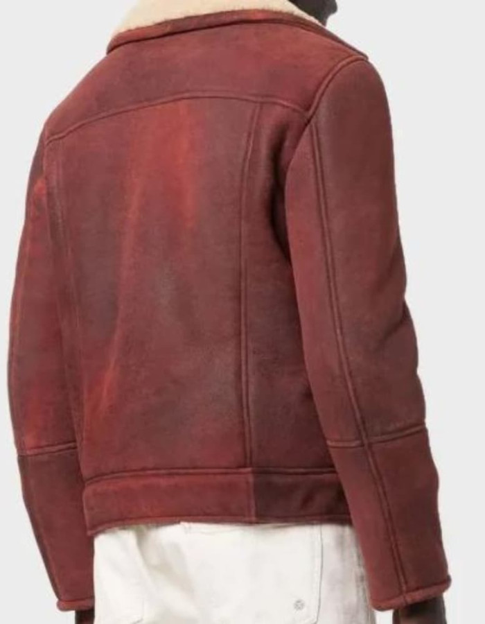 Men’s Aviator Shearling Burgundy Leather Jacket Men’s Aviator Shearling Burgundy Leather Jacket