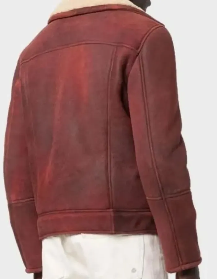 Men’s Aviator Shearling Burgundy Leather Jacket Men’s Aviator Shearling Burgundy Leather Jacket