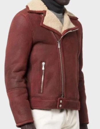 Men’s Aviator Shearling Burgundy Leather Jacket Men’s Aviator Shearling Burgundy Leather Jacket