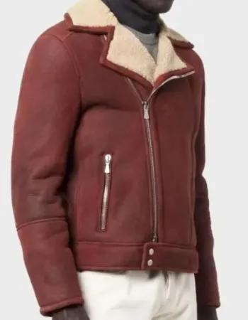 Men’s Aviator Shearling Burgundy Leather Jacket Men’s Aviator Shearling Burgundy Leather Jacket