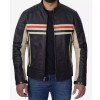 Men's Black Cafe Racer Padded Leather Jacket Men's Black Cafe Racer Padded Leather Jacket
