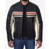 Men's Black Cafe Racer Padded Leather Jacket