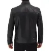 Men's Black Padded Shoulder Cafe Racer Leather Jacket