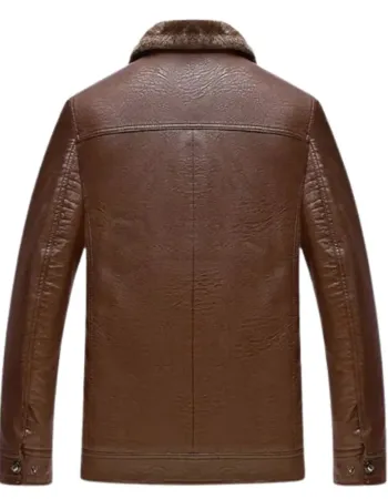 Men's Brown Fur Coat Style Leather Jacket