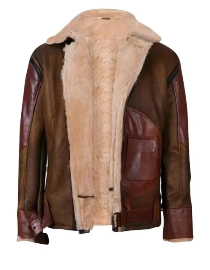 Men's Brown Zipper Closure Shearling Leather Jacket Men's Brown Zipper Closure Shearling Leather Jacket