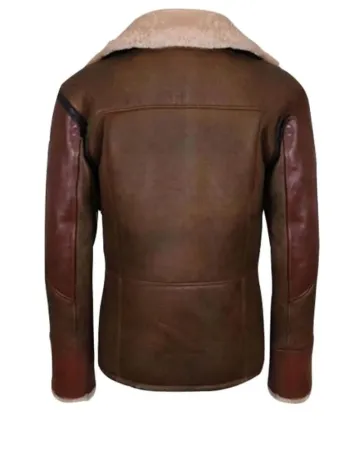 Men's Brown Zipper Closure Shearling Leather Jacket