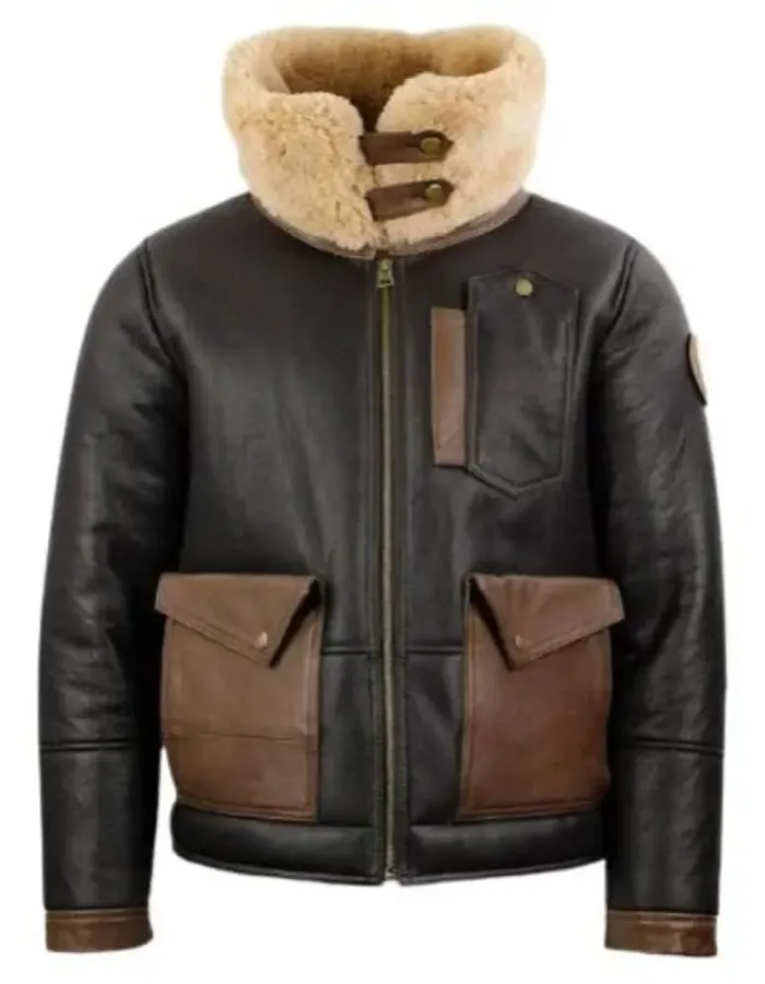 Men’s F-35 Aviator Chocolate Sheepskin Leather Jacket Men’s F-35 Aviator Chocolate Sheepskin Leather Jacket