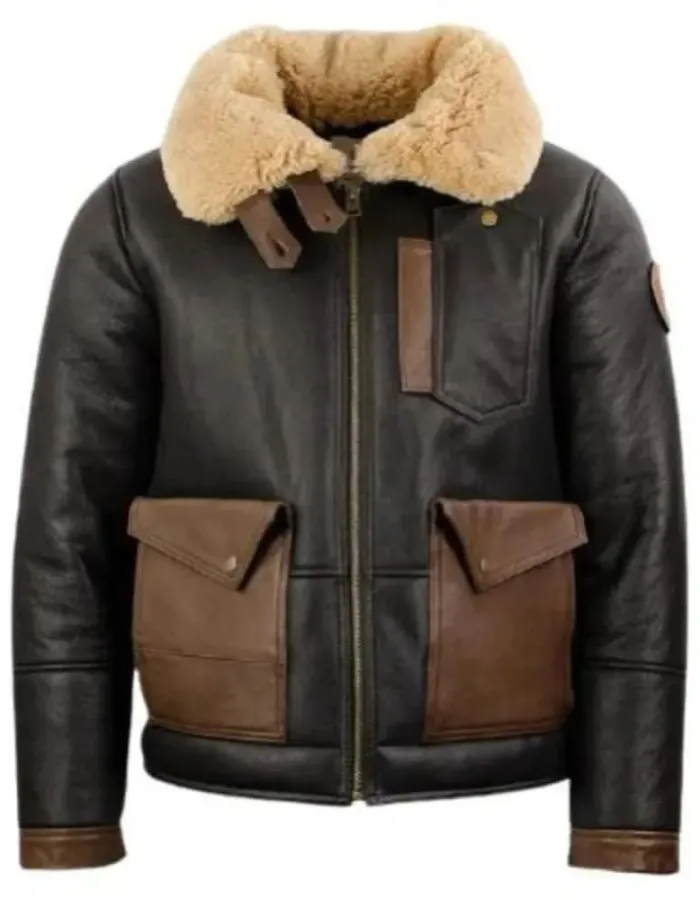 Men’s F-35 Aviator Chocolate Sheepskin Leather Jacket Men’s F-35 Aviator Chocolate Sheepskin Leather Jacket
