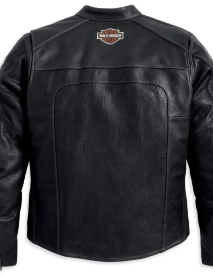 Men’s Harley Davidson Perforated Black Leather Jacket