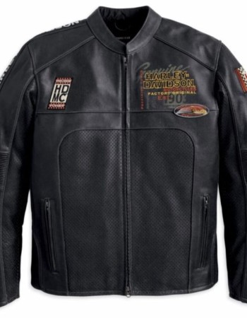 Men’s Harley Davidson Perforated Black Leather Jacket