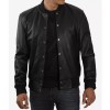 Men's Letterman Black Leather Bomber Jacket Men's Letterman Black Leather Bomber Jacket