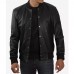 Men's Letterman Black Leather Bomber Jacket