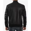 Men's Letterman Black Leather Bomber Jacket