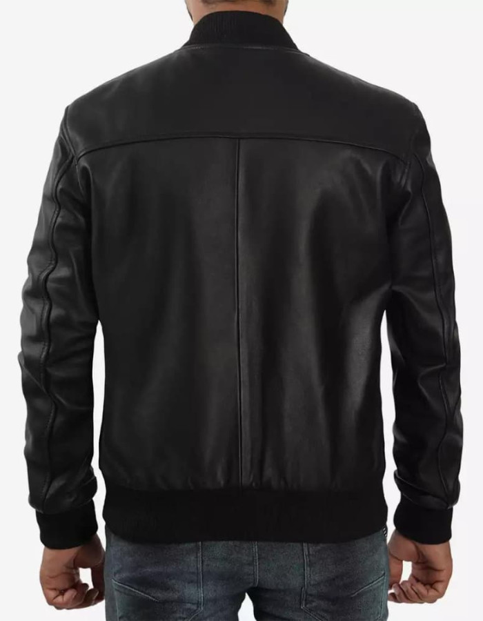 Men's Letterman Black Leather Bomber Jacket Men's Letterman Black Leather Bomber Jacket