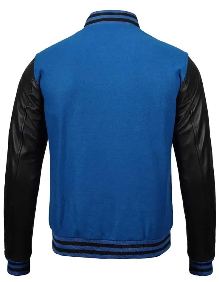 Men's Baseball Style Blue Letterman Varsity Bomber Jacket Men's Baseball Style Blue Letterman Varsity Bomber Jacket