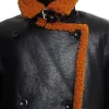 Mens Orange Fur Black Leather Shearling Jacket