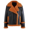 Mens Orange Fur Black Leather Shearling Jacket Mens Orange Fur Black Leather Shearling Jacket