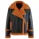 Mens Orange Fur Black Leather Shearling Jacket