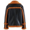 Mens Orange Fur Black Leather Shearling Jacket Mens Orange Fur Black Leather Shearling Jacket