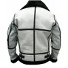 Mens RAF B3 Aviator Shearling Distressed White Leather Jacket