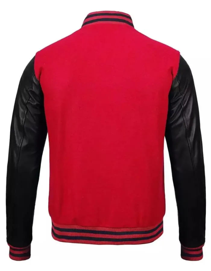 Men's Baseball Style Red Letterman Varsity Bomber Jacket Men's Baseball Style Red Letterman Varsity Bomber Jacket