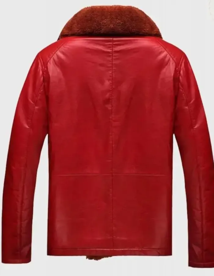 Mens Shearling Red Leather Jacket