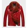 Mens Shearling Red Leather Jacket