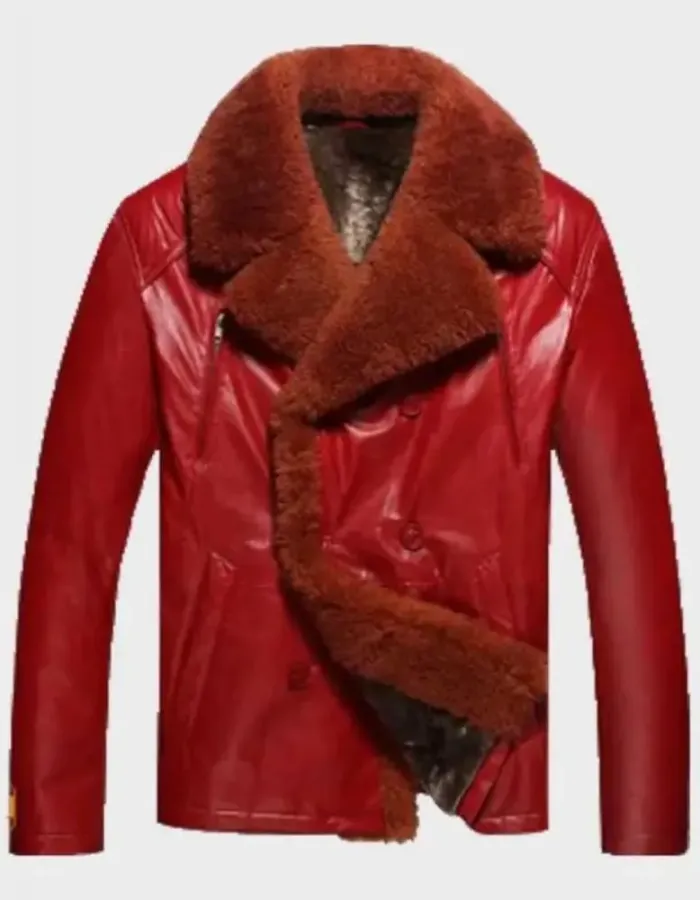 Mens Shearling Red Leather Jacket