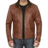 Mens Six Pocket Tan Leather Jacket