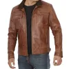Mens Six Pocket Tan Leather Jacket