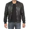 Mens Black Snuff Leather Bomber Jacket Mens Black Snuff Leather Bomber Jacket