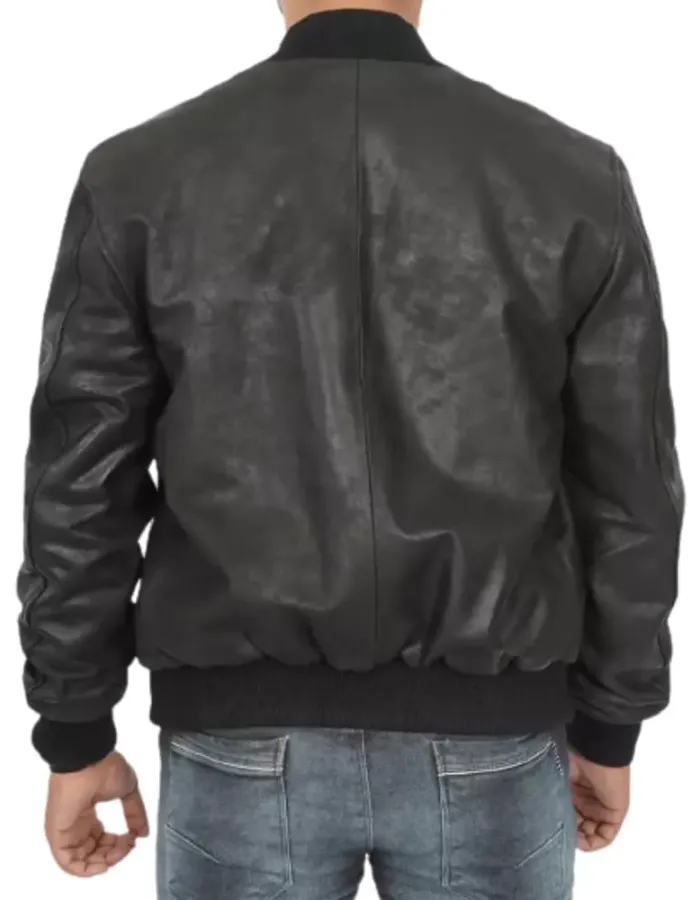Mens Black Snuff Leather Bomber Jacket Mens Black Snuff Leather Bomber Jacket