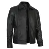 Mens Tall Vintage Shirt Collar Black Leather Jacket Mens Tall Vintage Shirt Collar Black Leather Jacket