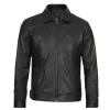 Mens Tall Vintage Shirt Collar Black Leather Jacket Mens Tall Vintage Shirt Collar Black Leather Jacket