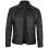 Mens Tall Vintage Shirt Collar Black Leather Jacket