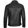 Mens Tall Vintage Shirt Collar Black Leather Jacket