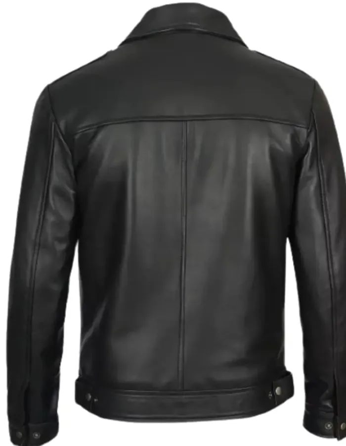 Mens Tall Vintage Shirt Collar Black Leather Jacket Mens Tall Vintage Shirt Collar Black Leather Jacket