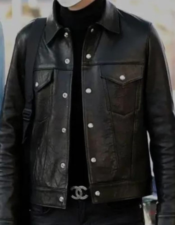 Min Yoongi Suga Black Leather Jacket Min Yoongi Suga Black Leather Jacket