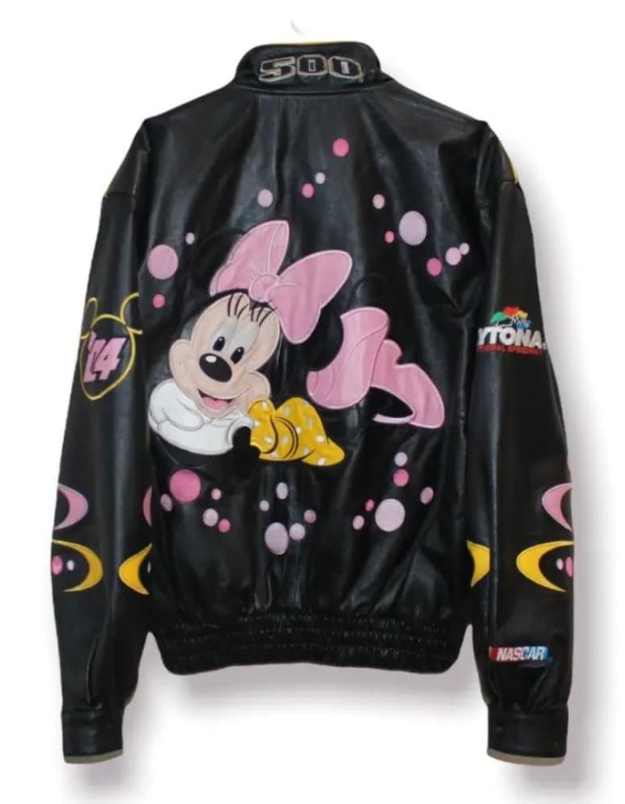 Minnie Mouse Disney Racing Black Leather Jacket Minnie Mouse Disney Racing Black Leather Jacket