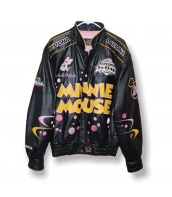 Minnie Mouse Disney Racing Black Leather Jacket