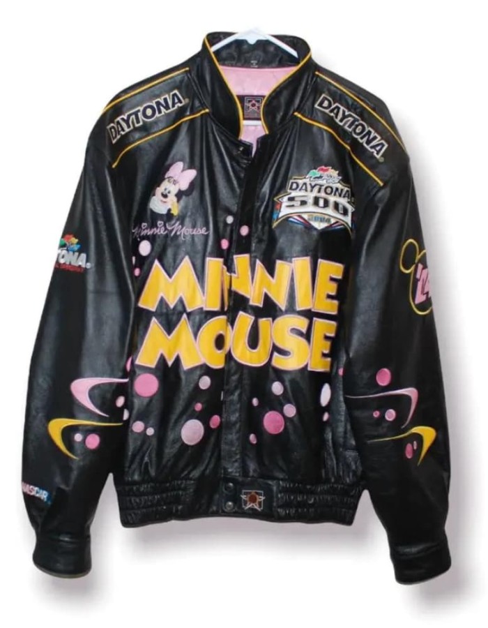 Minnie Mouse Disney Racing Black Leather Jacket Minnie Mouse Disney Racing Black Leather Jacket
