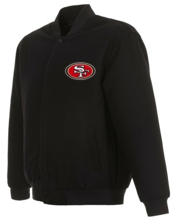 NFL San Francisco 49ers Black Wool Varsity Bomber Jacket