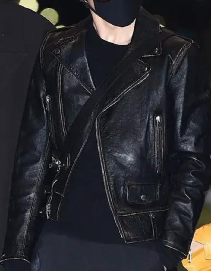 Park Jimin Black Motorcycle Leather Jacket Park Jimin Black Motorcycle Leather Jacket