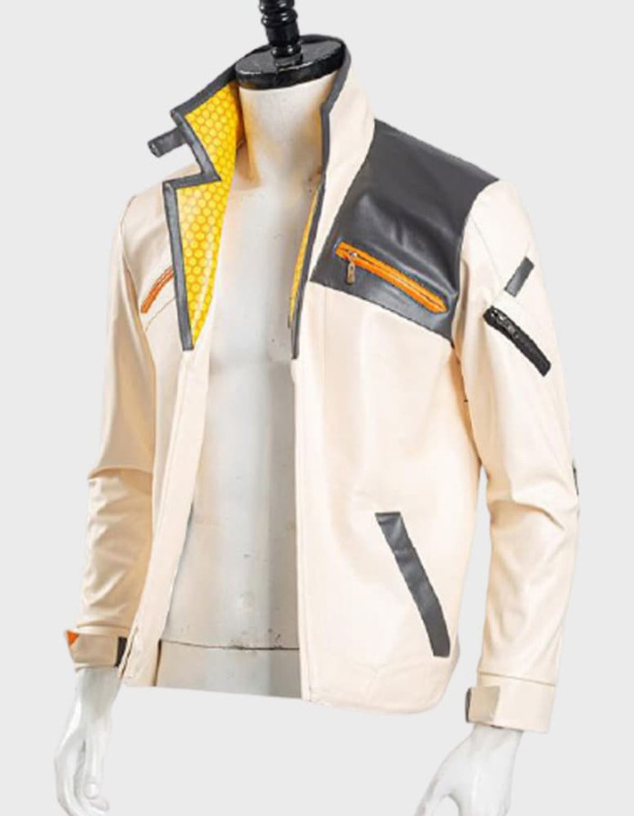 Phoenix Fiery Valorant White Leather Jacket