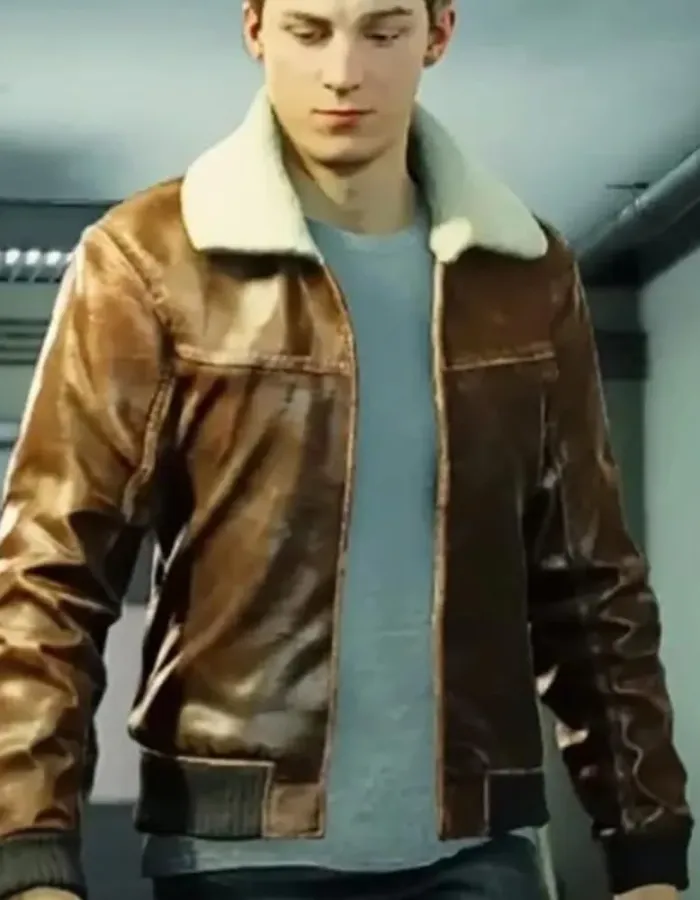 Ps5 Spiderman 2 Peter Parker Brown Leather Jacket Ps5 Spiderman 2 Peter Parker Brown Leather Jacket