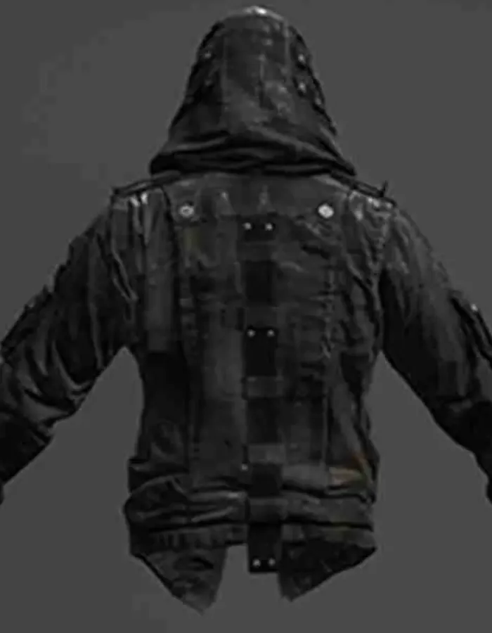 PUBG Black Hooded Leather Jacket
