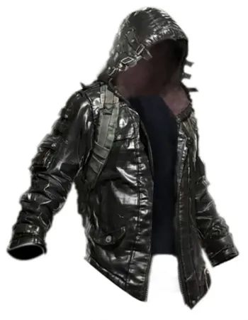 PUBG Black Hooded Leather Jacket