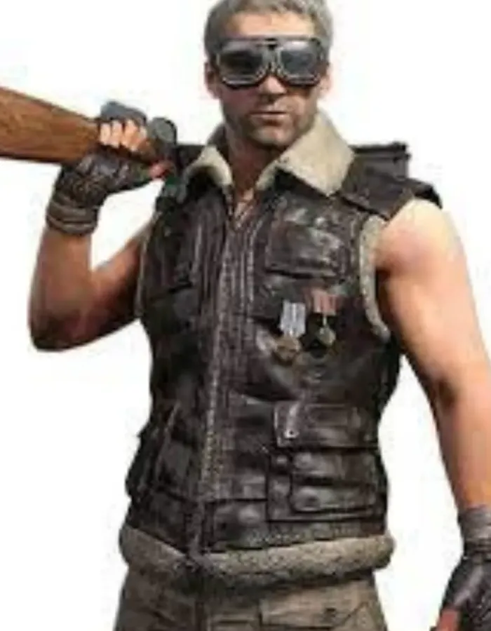 PUBG Brown Shearling Leather Vest